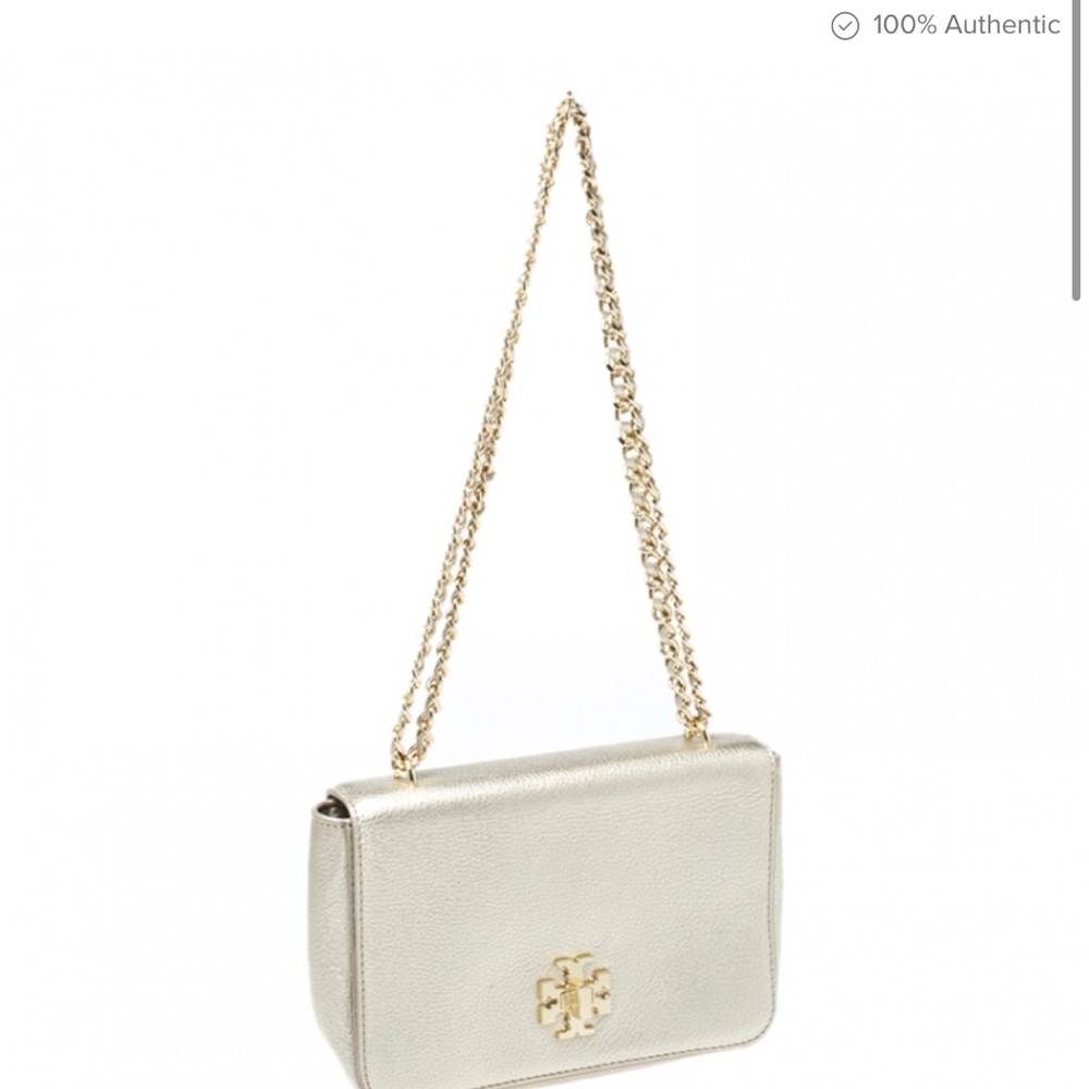 NWT Gold Tory Burch metallic look Adjustable Cross body or shoulder bag